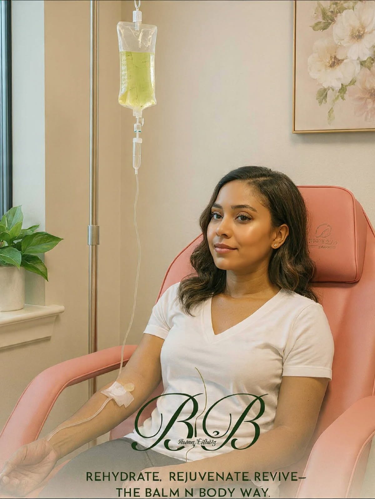 IV therapy client receiving hydration treatment at Balm n Body Health and Wellness Clinic